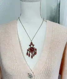 Elegant Red Chandler dangle Pendant Necklace