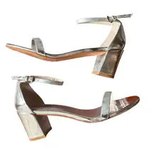 STUART WEITZMAN Amelina Silver Block Heel Sandal Sz 40 (US 10)‎