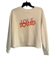 Evereve x Love Squad Cropped Sweatshirt Beige Long Sleeve Pullover Size Small