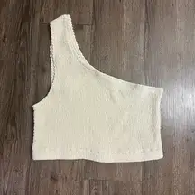 NWOT  | Cream single shoulder crop top