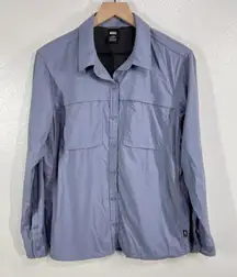 REI Co-op Womens Nylon Hiking Shirt L Long Sleeve Lightweight Vented Travel Blue