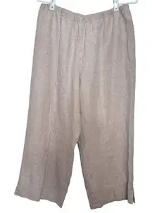J. Jill Beige Linen Wide Leg Pants Pockets Coastal Women's Size Medium Petite