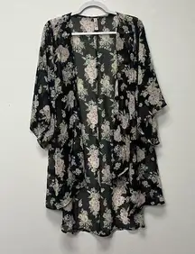 Mudd Black Floral Flowing Cover Shawl Medium Lightweight Cottagecore Frarmcore