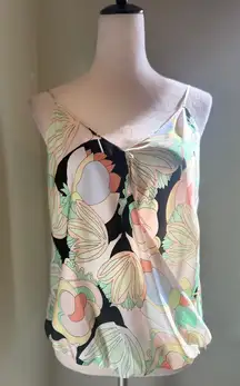 BAILEY 44 Floral Print Cami Tank Top Women's Small V  boho retro fairy Y2K green