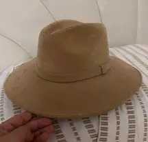 Suede tan neutral beige cowboy style hat western 