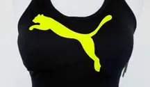 Puma Strappy Sports Bra Womens Size Large Seamless Black Lime Green Athleisure