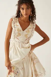 NWT Anthropologie X ALLISON New York V-Neck Embroidered Maxi Dress