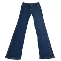 BCBGMAXAZRIA Vintage Skinny Low Rise Dark Wash Flare Leg Jeans Size 26”x30”