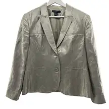 Louben 12 Blazer Jacket Linen Blend Metallic Champagne Holiday Career Women’s
