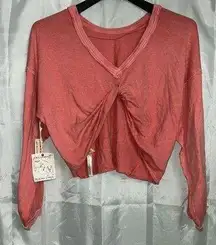 FP Movement Two Way Convertible T Shirt. Distressed Red