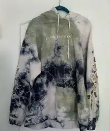 Civil Regime Blanco Roses Hoodie Ocean Lightning Wash Marble Sz L