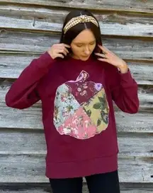 Handmade Quilt Pumpkin Fall Sweatshirt Halloween Art to Wear Sewn Creator Maker