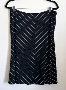 Black Chevron Midi‎ Skirt, Grunge, Y2K, Boho, Indie, Vintage, Edgy, Large, Retro