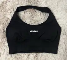 Bo + Tee Black Backless Seamless Halter Sports Bra - Padded