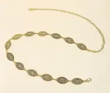 Vintage Gold Oval Concho Waist Chain Belt Adjustable Boho Western Style