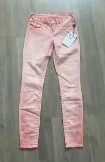 NWT True Religion Swarovski Crystals Leggings Pink Skinny Jeans Misses Size 25