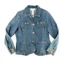 Vintage Y2K Women's Denim Jean Jacket Blazer Style Buttons Sag Harbor Petite L