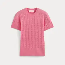 NEW Everlane cashmere blend t shirt Vibrant Pink Cable Knit Sweater