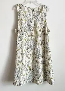 Cynthia Rowley  Size M Leaf Print Nature Sleeveless Linen Dress Pockets