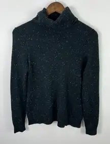 Aqua Turtleneck Sweater S‎ Black Cashmere Speckled Minimalist Quiet Luxury Luxe