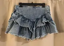 TGLA 80’s Denim Ruffle Women Shirt