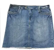 Old Navy Distressed Frayed Mini Denim Skirt Women's Size 18