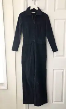 Usisi Sister Blue Cissy Cotton Corduroy Zip Front Collared Jumpsuit Small