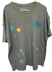 Aerie grey boyfriend tee with neon graphics NWOT