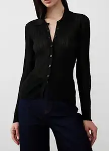 Banana Republic NEW sheer viscose blend Black Ribbed Button-Up cardigan XS