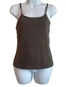 J Jill Top Women Tank Medium Brown Scoop Neck Adjustable Strap Stretch Minimal