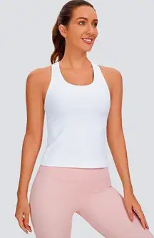 White  Crazy Yoga Fitted Tank Top