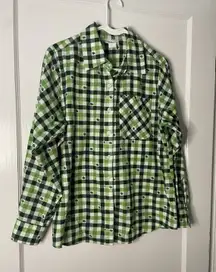 CW Classics Green Plaid Button down Flannel Shirt Medium Cotton