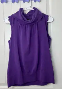 EUC Cable & Gauge women’s purple knit cowl sleeveless sweater silk blend top‎ L