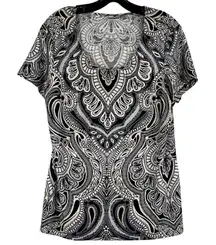 Croft & Barrow Short Sleeve Paisley Multicolor Blouse Large