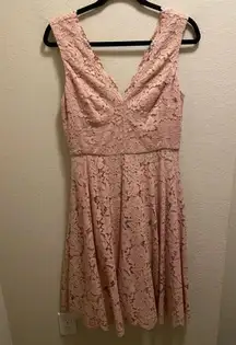 Vera Wang Dusty Pink Double V-Neckline Lace Knee Length Dress Size 6