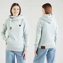 Naketano Darth Cowl Neck Hooded Sweatshirt Longsleeve in Light Green Mint M