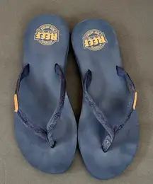 Reef Dark Blue Flip Flops with Tan Accents Size 10