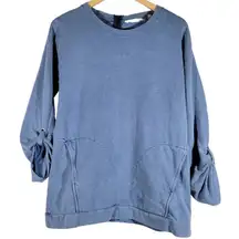 Soft Surroundings Blue Ocean On The Go Pocket Pullover‎ Tunic Sweatshirt S