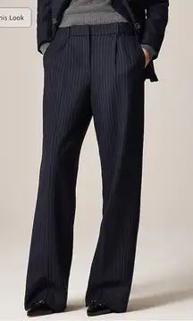 J.Crew Relaxed-fit pleated pant in pinstriped wool blend Navy Blue Red