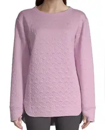 St. John's Bay Active NWT Victorian Purple Lilac Quilted Sweatshirt Tunic Top