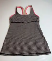 Lululemon Striped Tank Top‎ Shelf Bra Athletic Workout Yoga Racerback Pink 4
