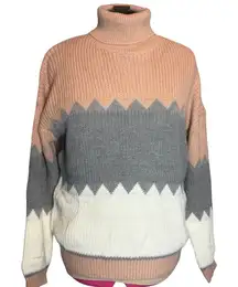 Chic Chevron Turtleneck Sweater