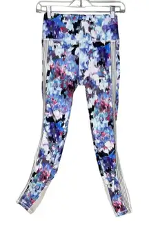 Fabletics Pants Womens XS Blue Pink Watercolor‎ Leggings Sheer Mesh Athleisure