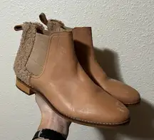Toms Honey Tan Ella Leather and Sherpa ankle Chelsea boots Bootie NEW Womens 9.5