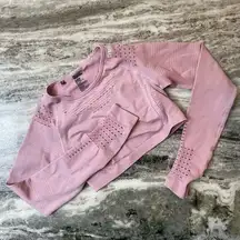 Pink Gymshark Cropped Long Sleeve Small