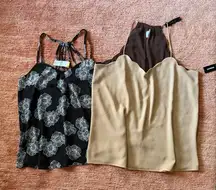 NWT Lot 2 Women’s Tops L Express Reversible Scallop Tank + Metaphor Floral