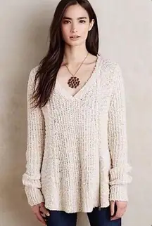 Anthropologie ✨  Moth Cream Chunky Knit Pullover Sweater Side Zipper✨