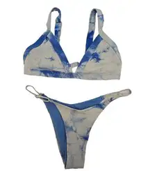 OneOne Swimwear Bikini SET Kameron Tie-Dye Blue Top sz Large Bottom size Small