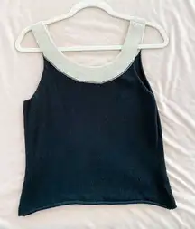 Margaret O’Leary Knit Sleeveless Blouse in Black and Cream Medium