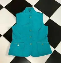 TALBOTS Teal Turquoise Blue-Green Quilted Fleece Lined Vest sz Small Mom Preppy